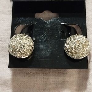 Vintage Swarovski Pave Crystal Clip On Earrings